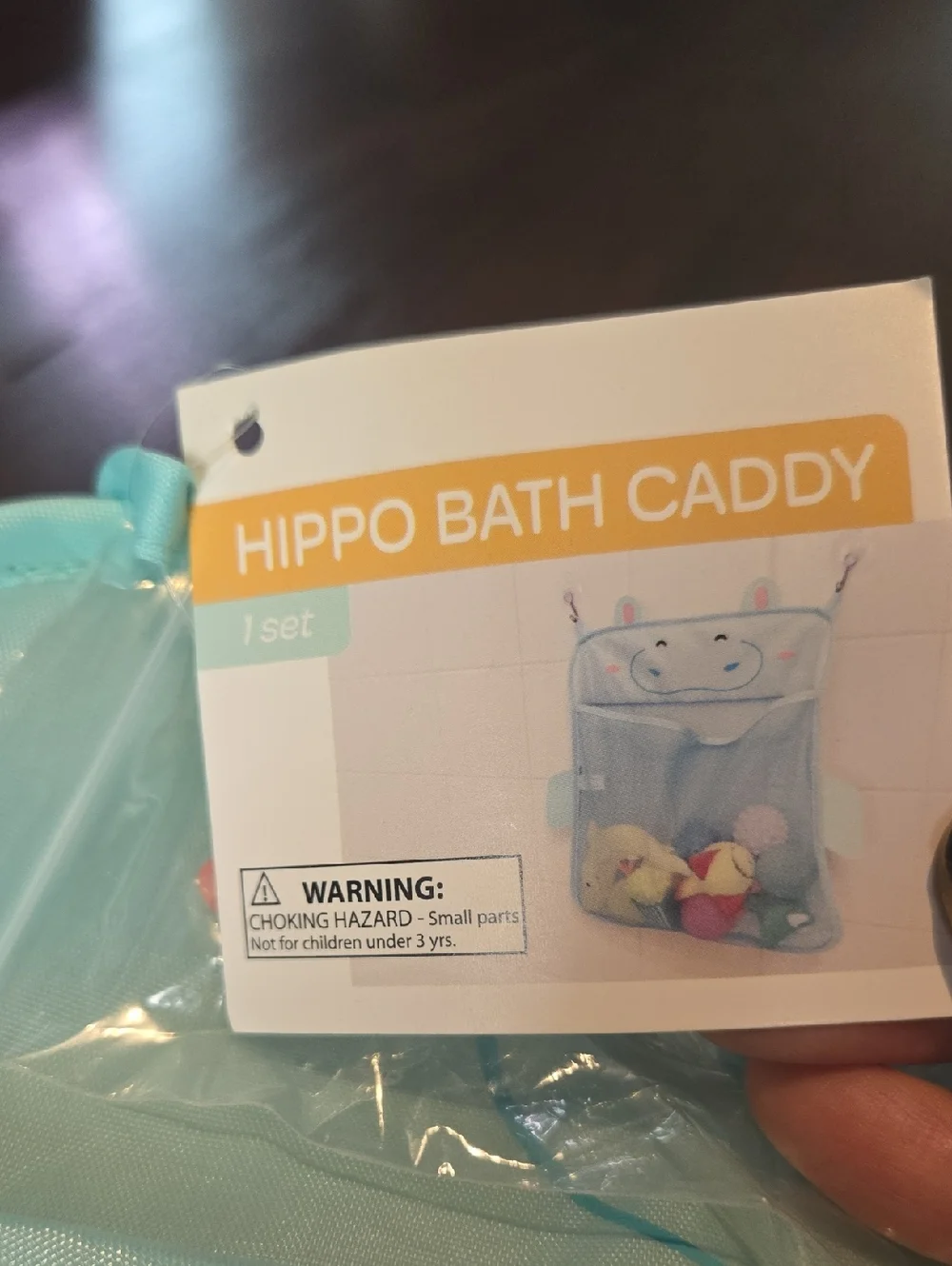 Kids Mesh Bath Toy Organizer - Light Blue Hippo Design